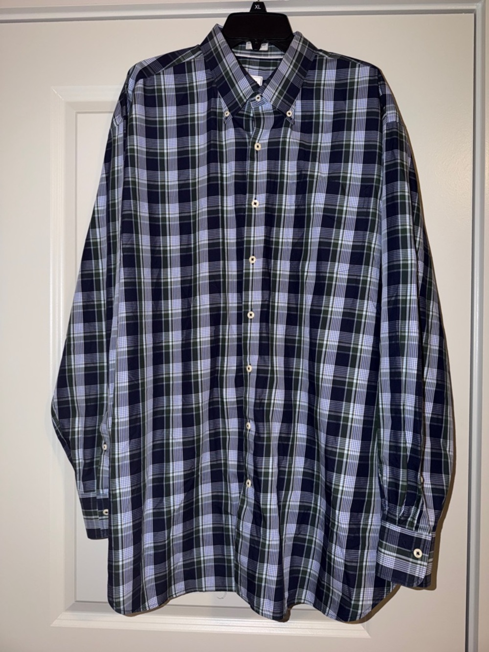 Peter Millar Men’s Button Down Long sleeve Shirt Blue & Green Plaid Size XXL